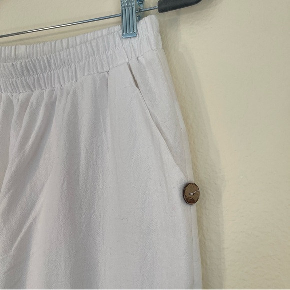 NoraCora white elastic high waist tapered lavender floral pants M - Picture 4 of 14